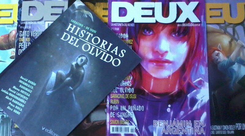 Portadas de la antología Deux y de Historias del Olvido de Luciano Saracino y Javier de Isusi